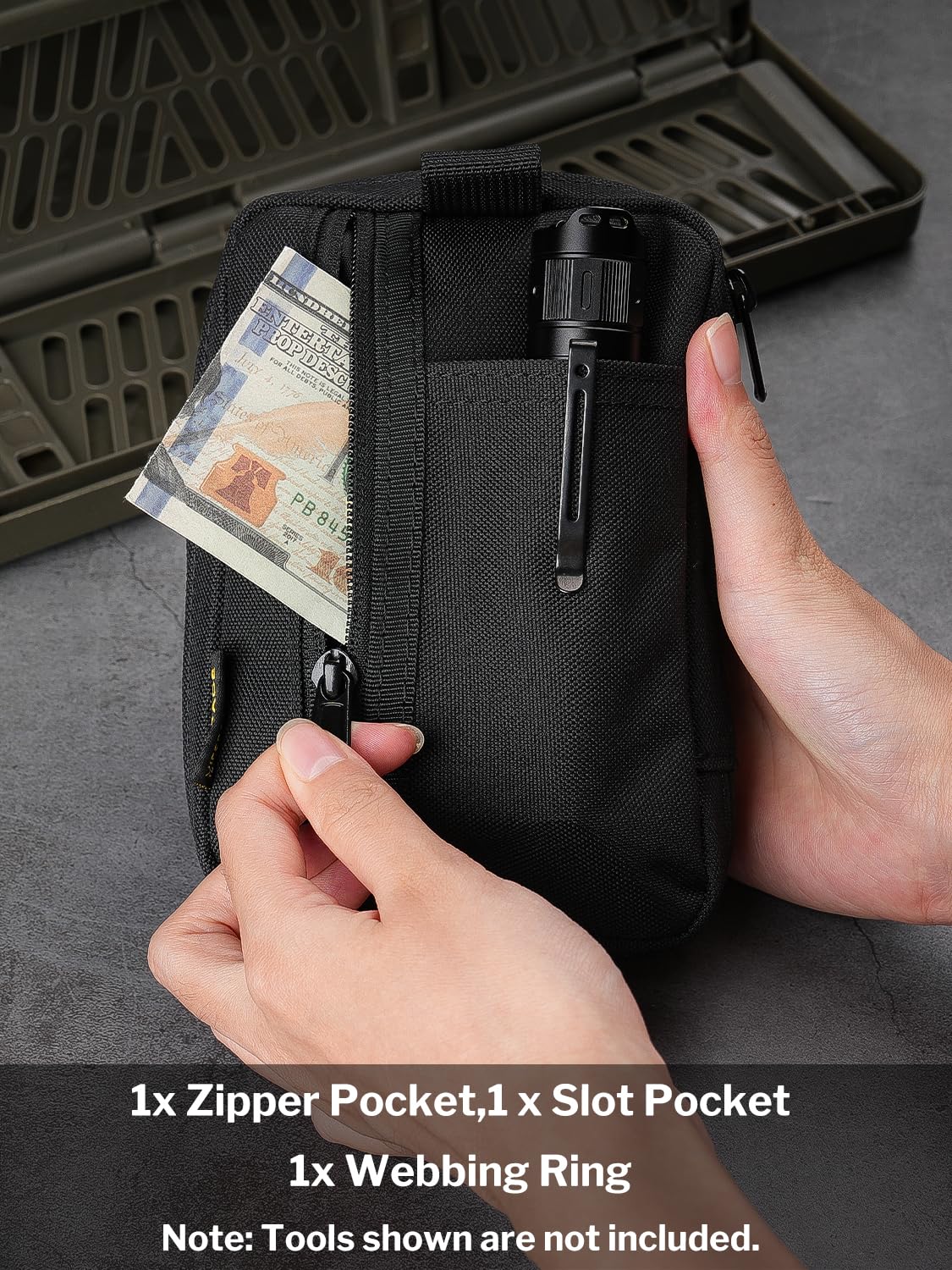 VIPERADE VE32 EDC Pouch Organiser, Pocket Organizer Pouch with Loop Panel, Utility Zipper Organiser EDC Tool Pouch for Men, EDC Pouch Bag for Camping Bush Craft/Digital Storage/Traveling/Hiking - Image 4