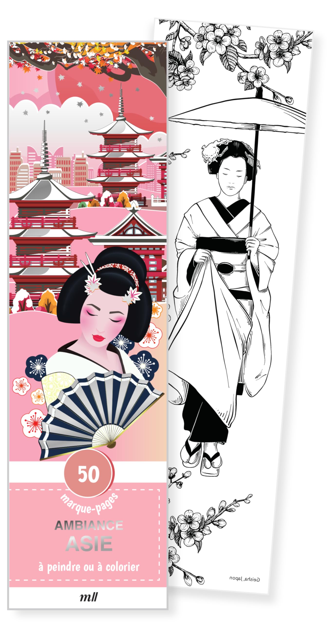 Ambiance Asie - 50 marque-pages à peindre ou à colorier