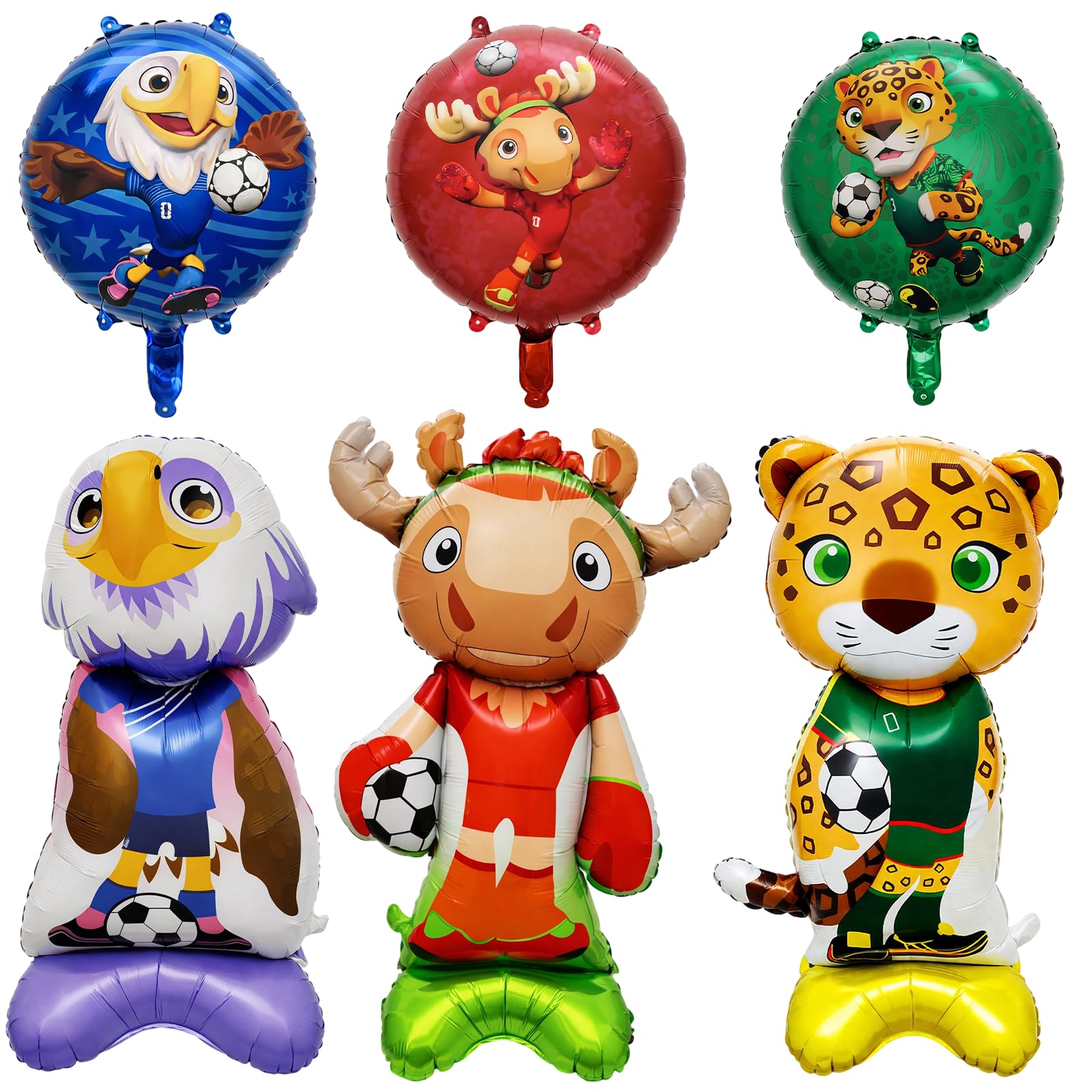 World Cup Decorations, Football Party Decorations Set of Six Aluminium Balloons, Ideal for World Cup Football 2026 Celebrations, Premium Footballs Themed Decor, Dimensions 20 by 15 Cm
