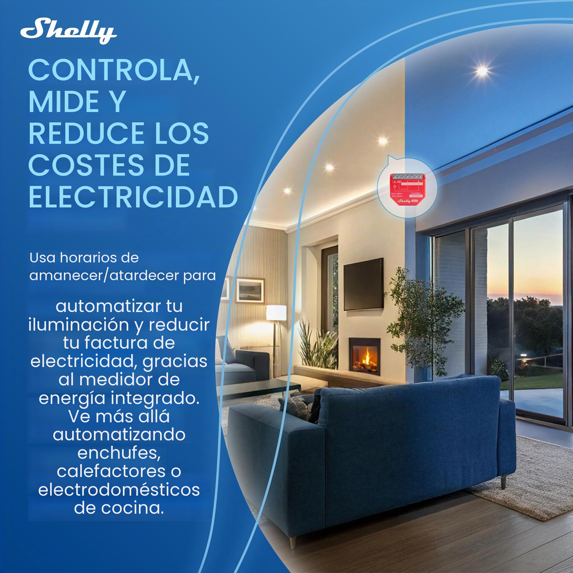Shelly 1PM Gen4 – Módulo interruptor inalámbrico Matter, Zigbee y Wi-Fi, 1 canal 16A, Con medición de consumo de energía, Relé de luz, Control por app y por voz Alexa, Google, Apple HomeKit - 4 Piezas