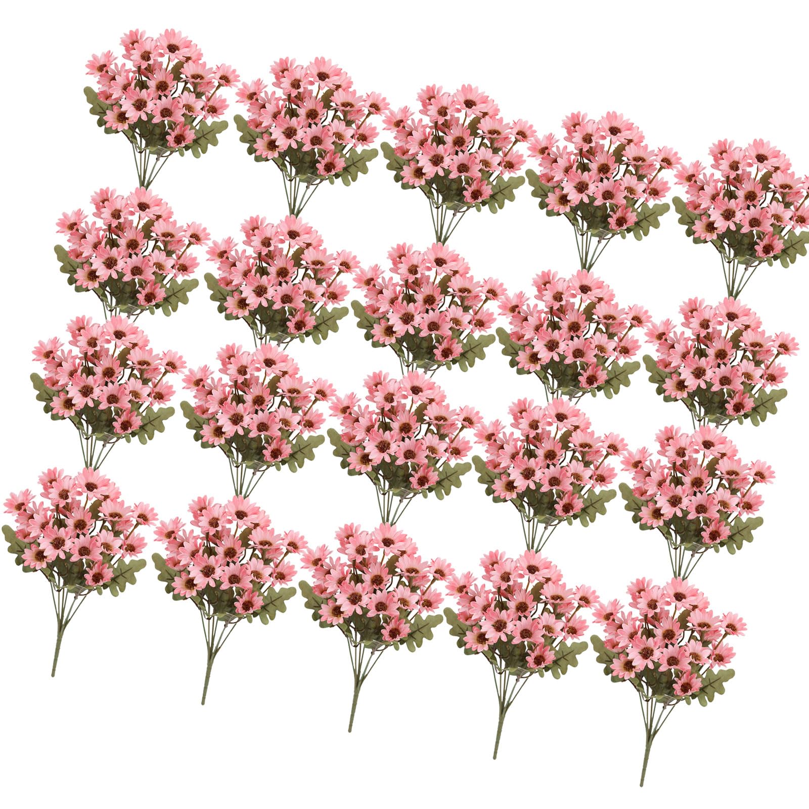 NMFLAB 25Pcs Realistic Flower Stems Waterproof Sunproof Artificial Camomile Flower for Wedding Bouquet Home Decoration Wedding Blossomy Arrangements