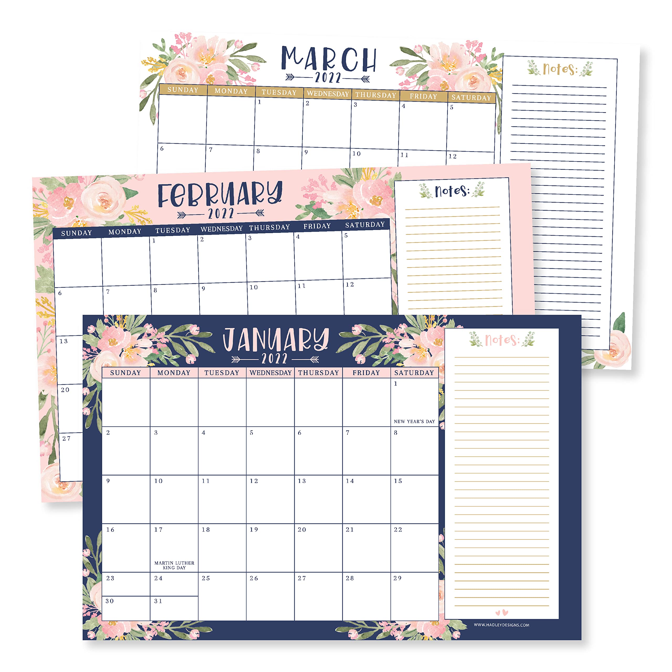 Large Desk Calendar 20222023 2022 Wall Calendar Flowers Desk