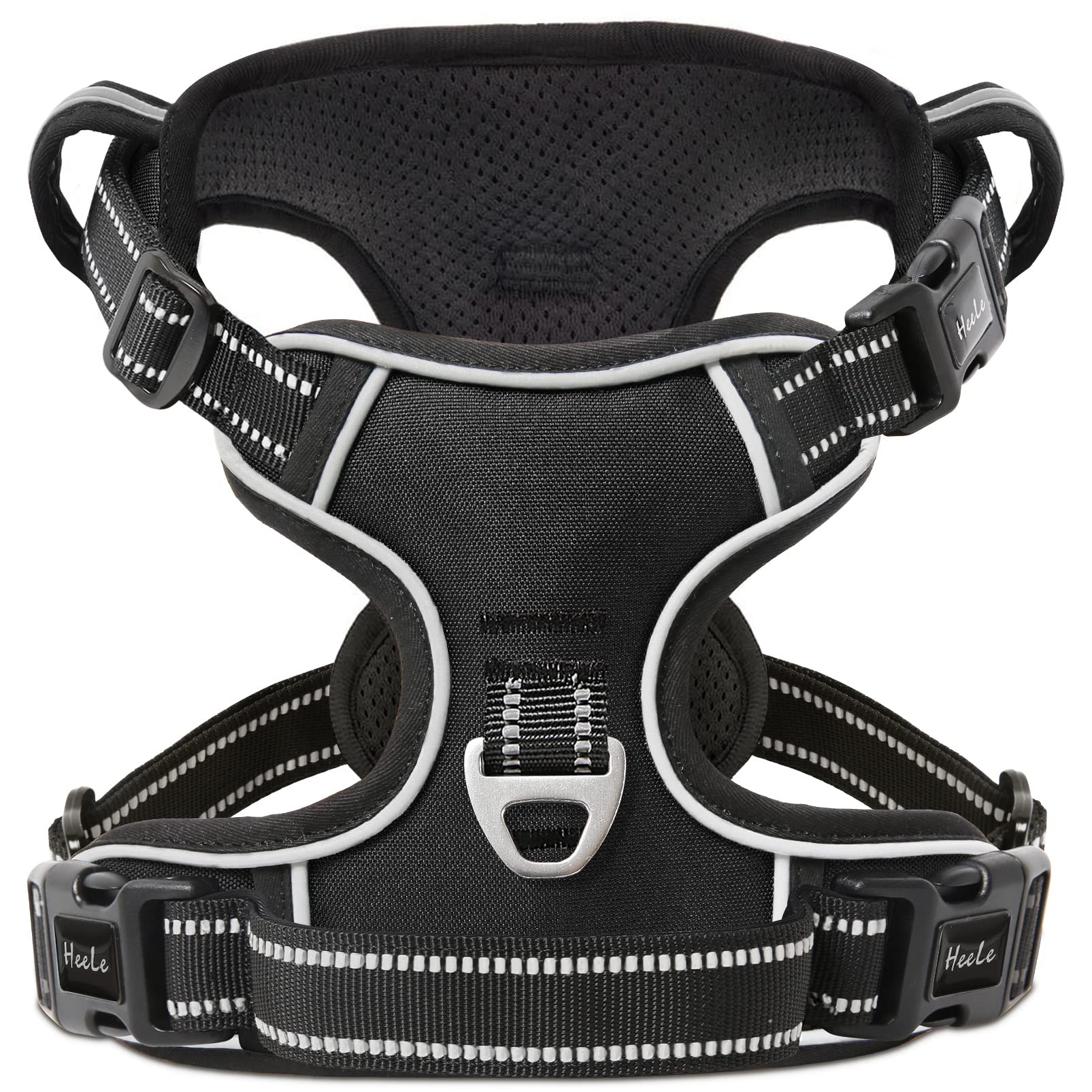HEELE Pettorina Cane, Imbracatura Sganciata Rapido dal Collo, Pettorina Anti-tiro Riflettente e Regolabile con Maniglia Comoda, Morbida e Imbottita per Cani Piccola Media Grande, Nero XS
