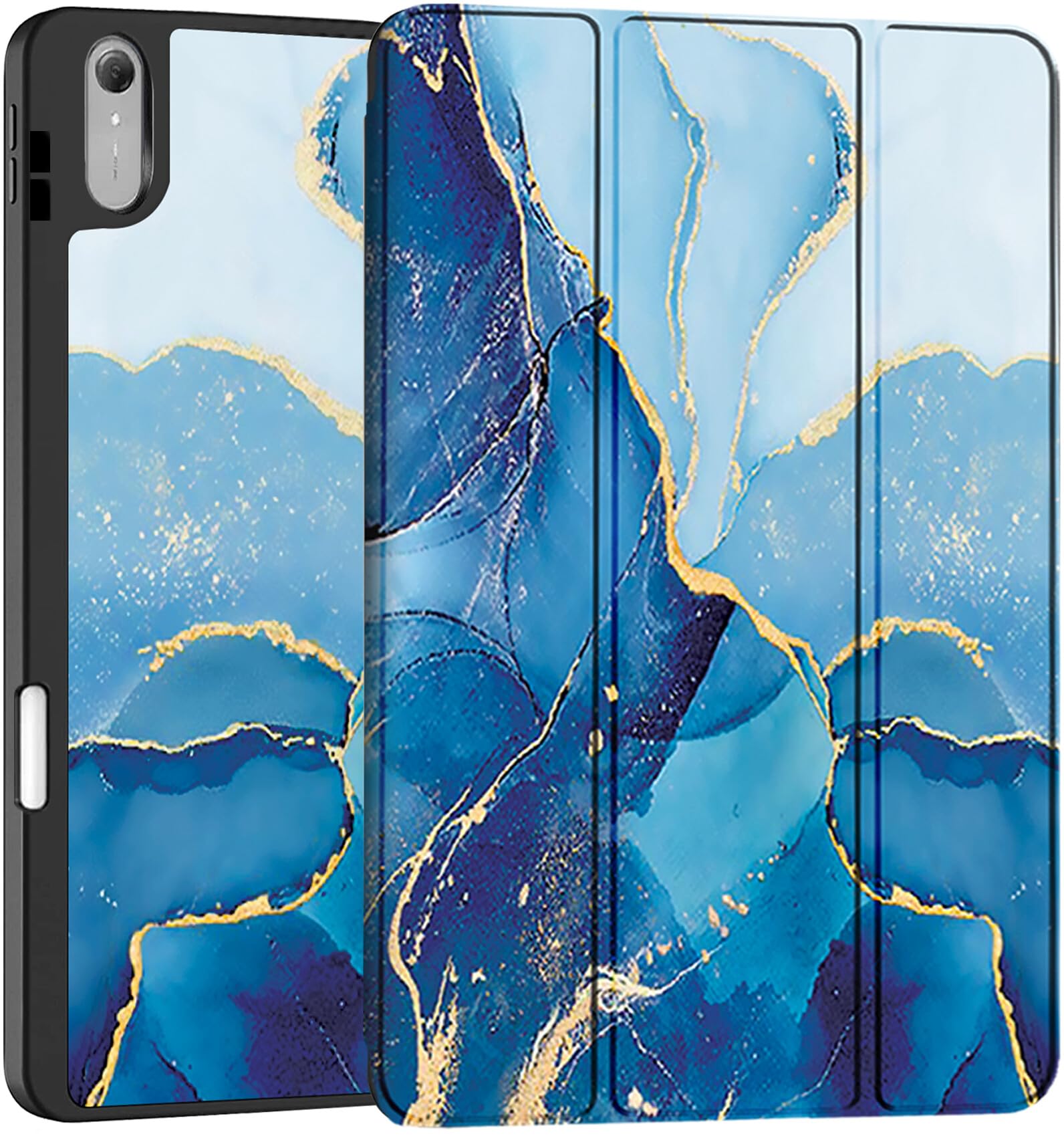 Robustrion Case for Lenovo Idea Tab Pro 2nd Gen 13 inch Cover Case with [Pencil Holder] [Soft Flexible Case] for Lenovo Idea Tab Pro Gen 2 Cover Case 13 inch [Auto Sleep Wake Support] - Marble Blue-image-6