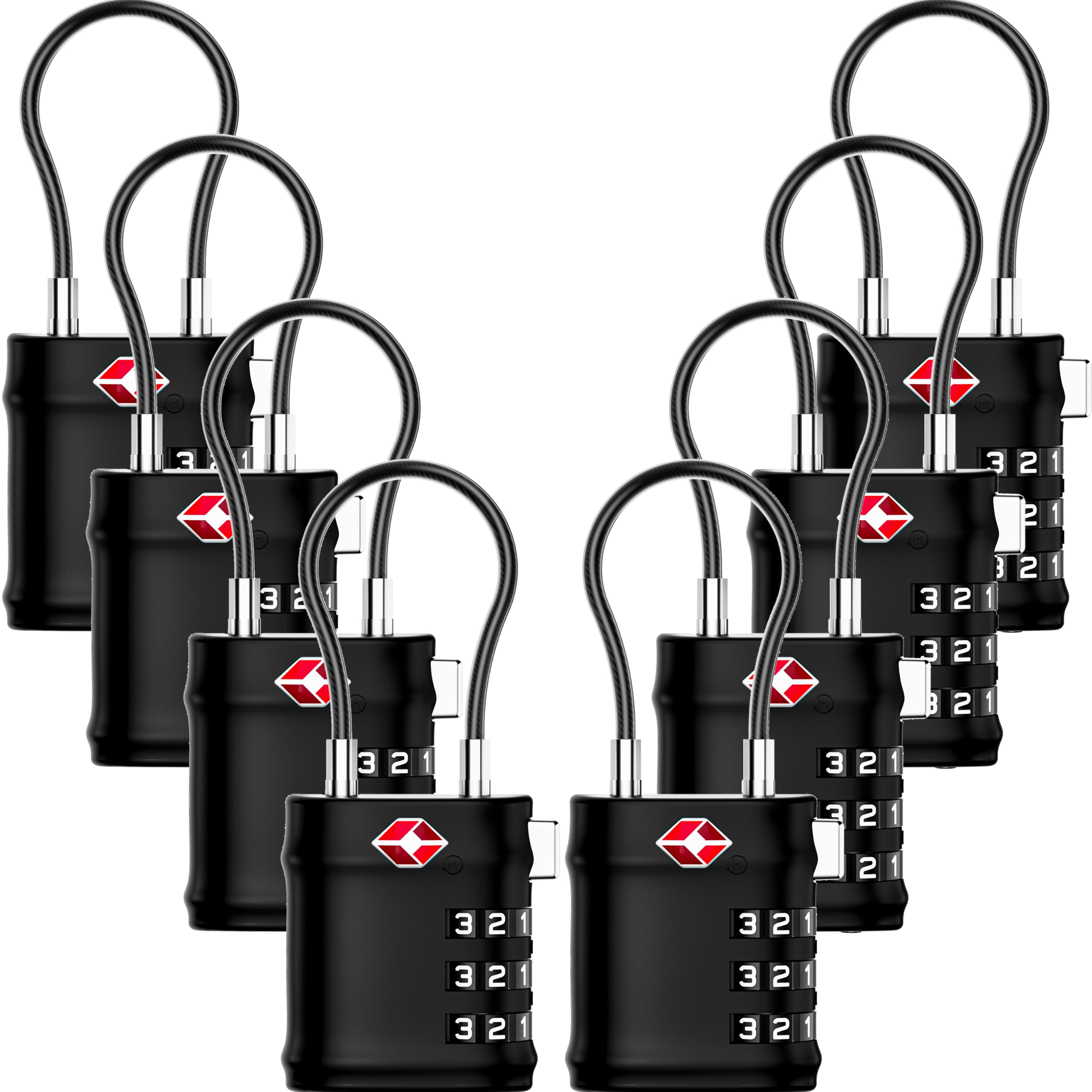 LUGGEX TSA Locks for Luggage, Luggage Locks TSA Approved, Black, 8
