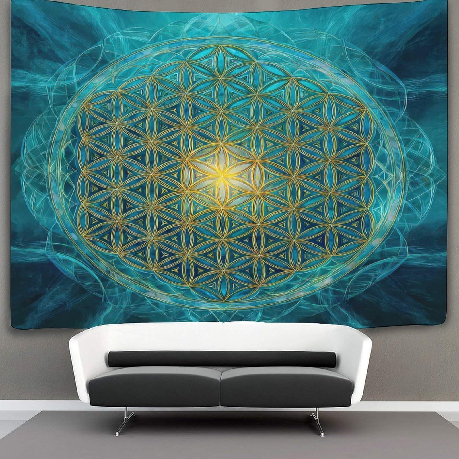 kaiyun Sacred Geometry Tapestry Spiritual Mandala Art Tapestries 3D Wall Hanging Home Decorations for Room 150cmx200cm