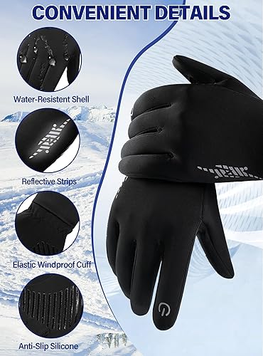Miniatura 4 de Guantes de invierno para hombre y mujer, guantes térmicos resistentes al viento, para pantalla táctil, unisex, cálidos, antideslizantes, forrados,