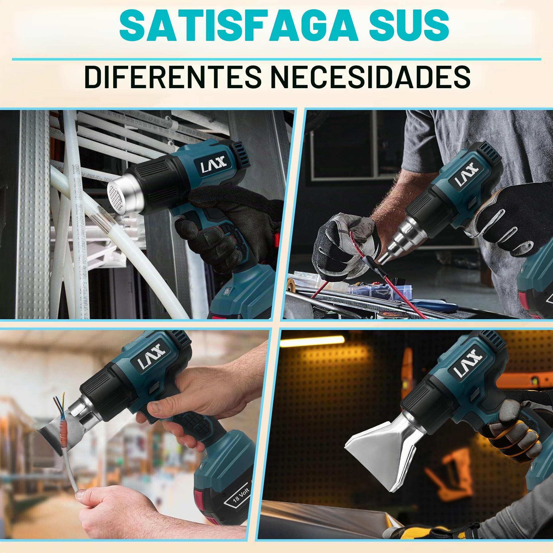 Soplador de aire caliente para el sistema de batería Bosch Professional 18V, pistola de aire caliente de soldadura de calentamiento rápido de 1022 ℉ con pantalla LCD digital para conectores de alambre