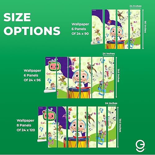 Miniatura 4 de EGD Papel tapiz para despegar y pegar  Decoración de pared para niños Cocomelon  Decoración de habitación Cocomelon  4 paneles de ancho 24 x 90