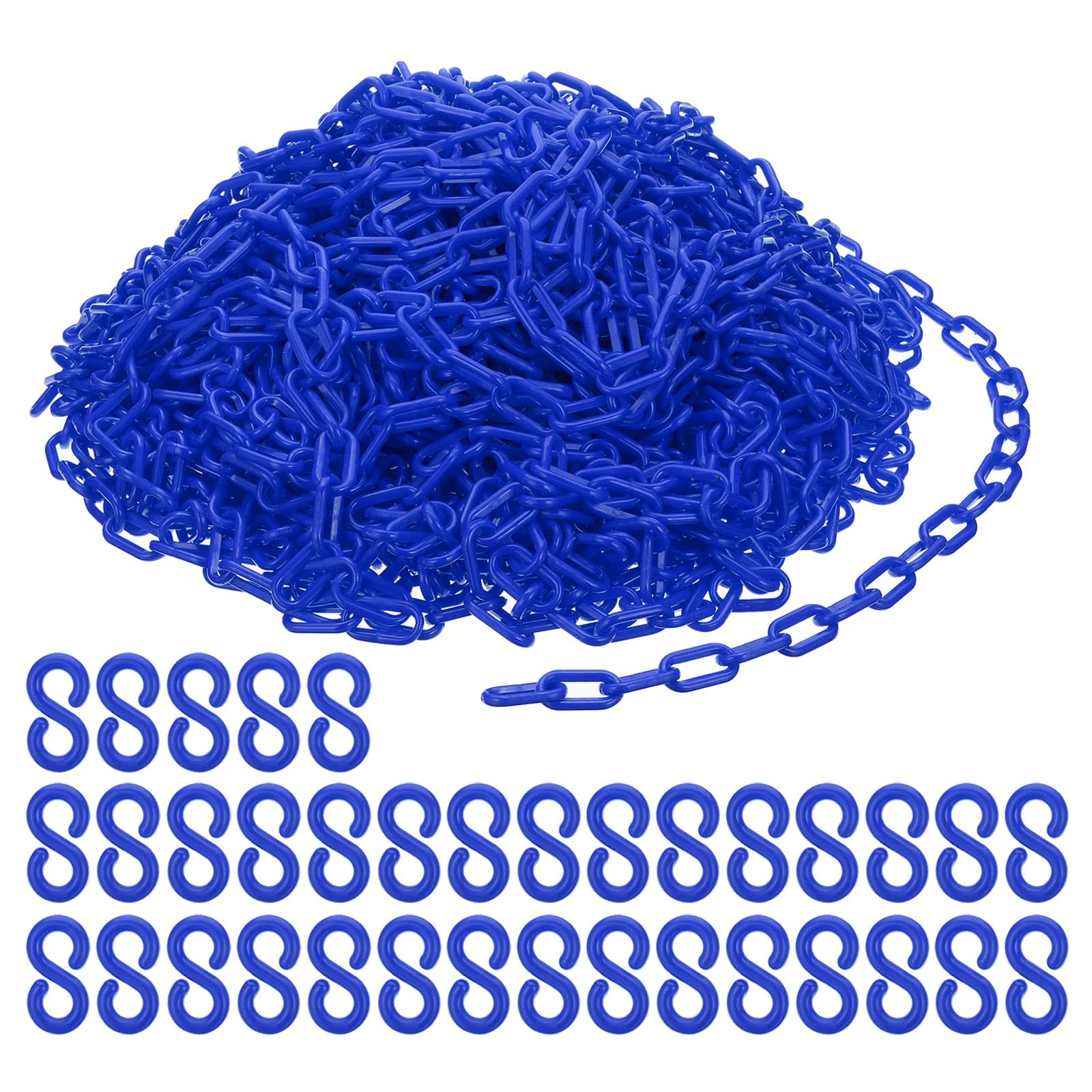 PATIKIL Enlaces de Cadena de Plástico 200 Pies de Cadenas de Seguridad | Cadenas de Plástico Azul, Cadenas de Plástico Largas, Grandes, para Barreras Control de Multitudes Espera