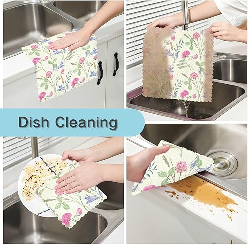 Miniatura 2 de Pink Purple Wildflowers Industrial Cotton Print Microfiber Kitchen Towels Fast Drying Set of 6 Microfiber Absorbant Towel for Countertop