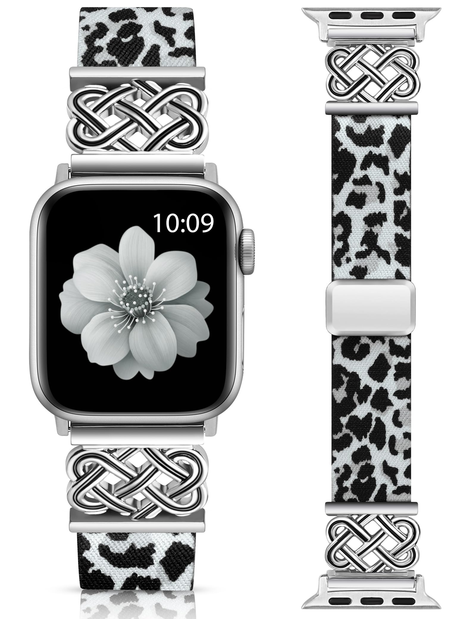 Minyee Magnetic Stretchy Band Compatible with Apple Watch Bands 38/40/41/42/44/45/46/49mm Women Men, Celtic Knot Soft Elastic Nylon Fabric Strap for iWatch Series 11 10 9 8 7 6 5 4 SE/Ultra 3 2 1 — view 20
