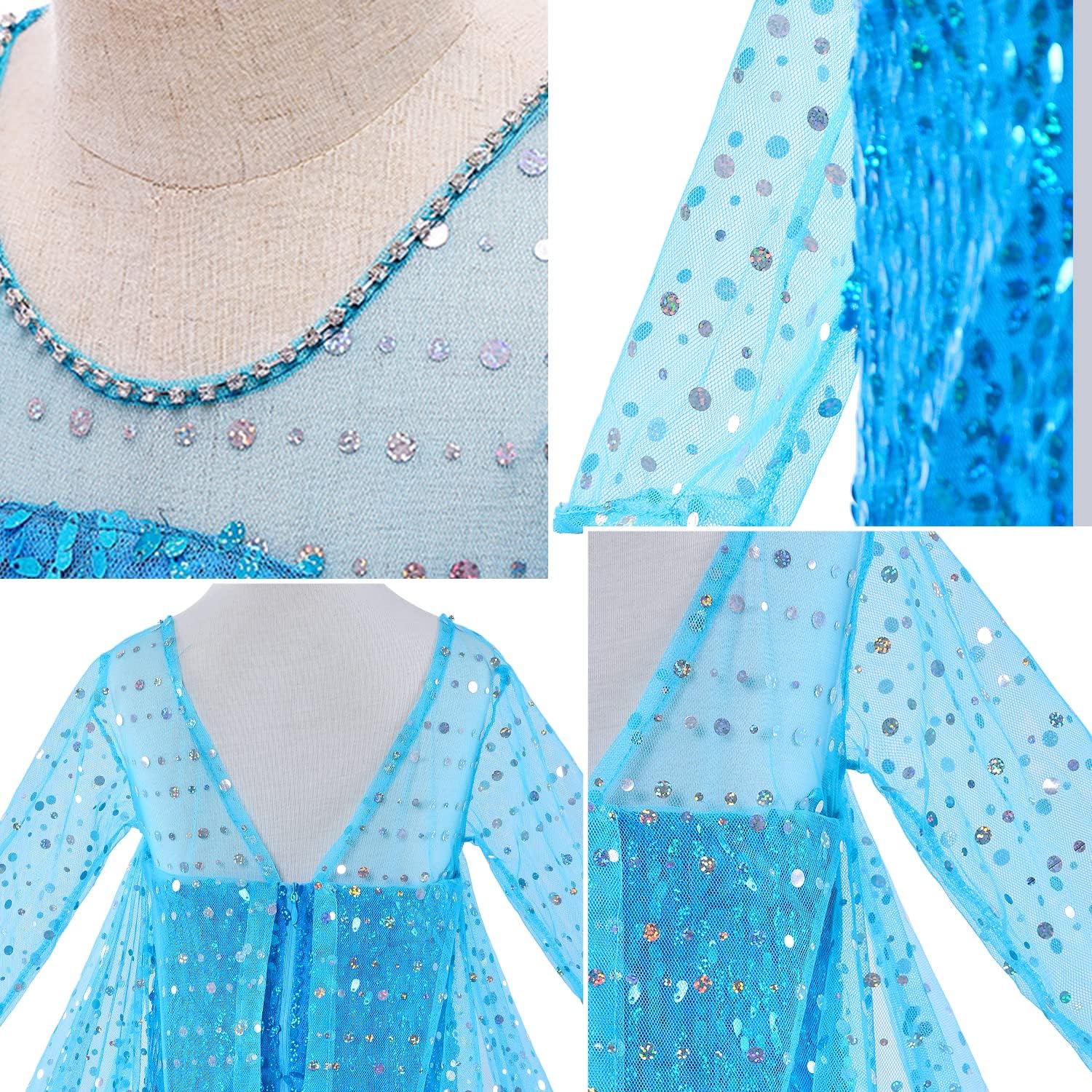 Luxury Princess Dress Costumes with Shining Long Cape Girls Birthday Party