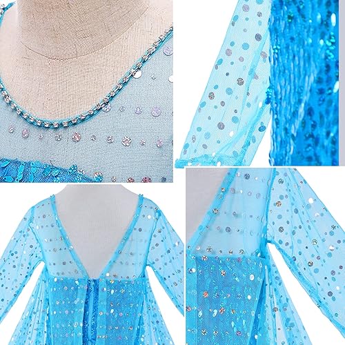 Miniatura 7 de Luxury Princess - Disfraz de princesa con capa larga brillante para niñas de 2 a 10 años para fiesta de cumpleaños