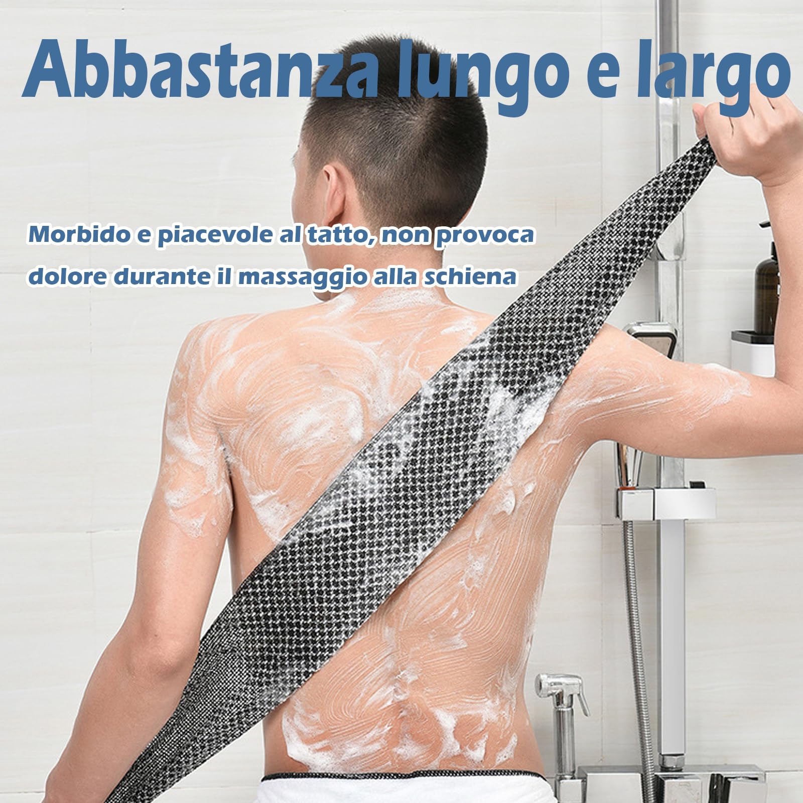 Asciugamano Esfoliante,In Fibra Di Bambù Naturale e Carbone Attivo, Per Un'Esfoliazione Delicata Del Corpo,Quick Drying, Balanced Fabric for Sensitive and Mature Skin (3*A)