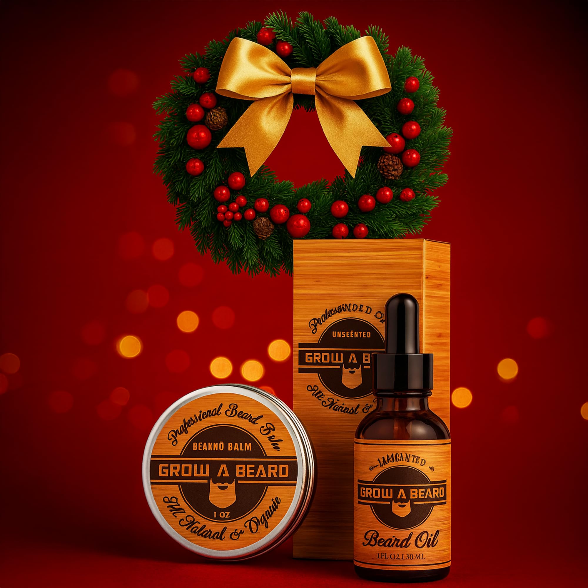 Beard Straightener Grooming Kit for Men, Beard Growth Kit, Wash, Brush & Comb, Unscented Growth Oil, All Natural Chanel Balm, Conditioner, Razor & Scissors, Great Gift Idea for Men's (Bamboo)