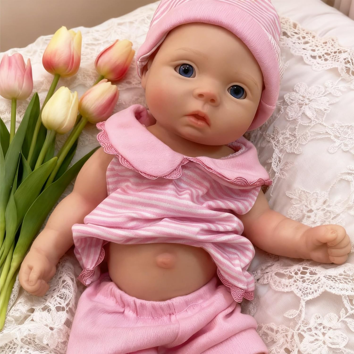 OtardDolls 10 Inch Silicone Baby Doll - Girl, Realistic, Soft Body with Accessories