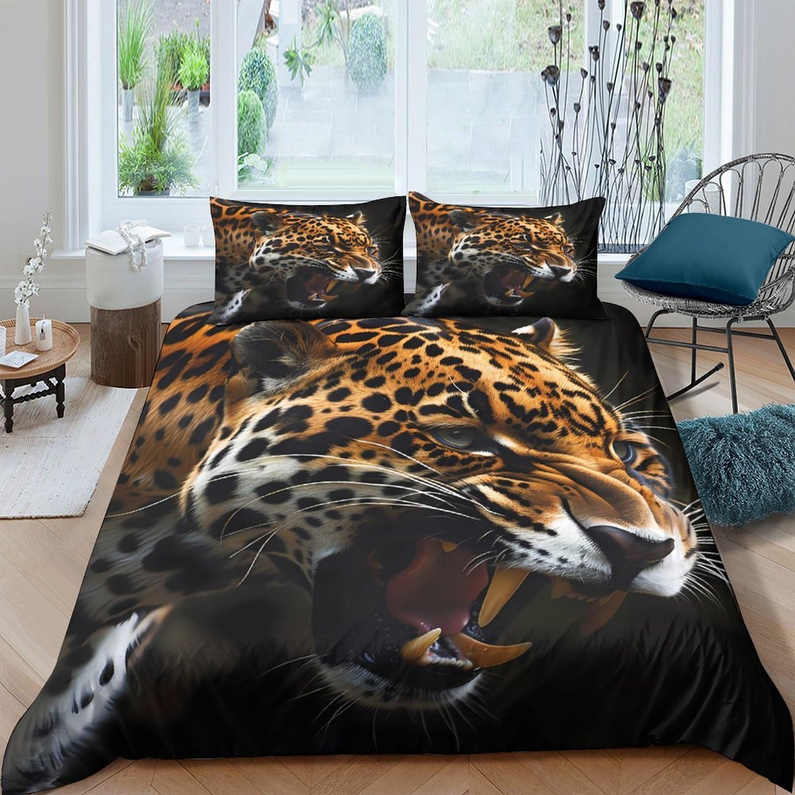 Ctjqhvkz Style-4 3D Printed Wild Leopard Fitted Sheet Microfiber Soft Breathable Big Cat Mattress Cover For Bedroom Dorm Decor Single（135X200cm）