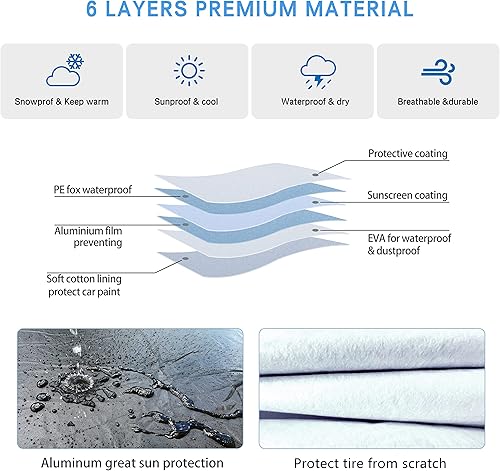 Miniatura 2 de MORNYRAY Paquete de 4 fundas para neumáticos, impermeables, anti-UV, nieve, sol, lluvia, para camiones, RV, SUV, remolque, cámper. (plata, se ajusta