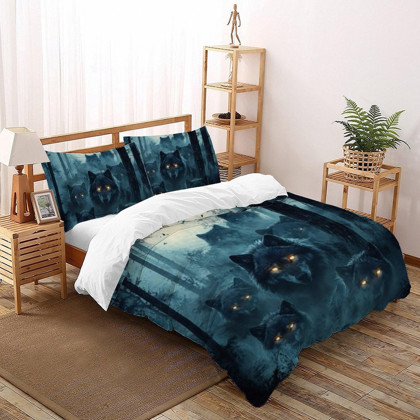 Housse de couette loup microfibre hypoallergénique facile à repasser