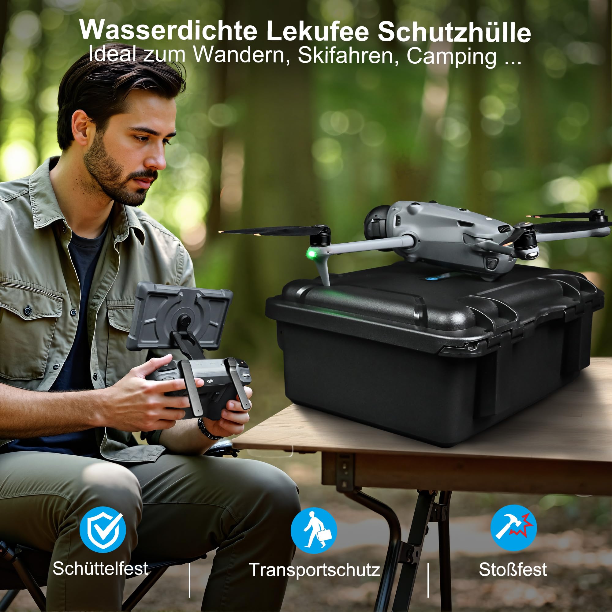 LEKUFEE Wasserdichter Hartschalenkoffer für DJI Mavic 4 Pro Drohne, Creator Combo,Fly More Combo,DJI RC Pro 2/RC 2,Akkus (7 Stück),Ladestation und weiteres Zubehör (nur Koffer)