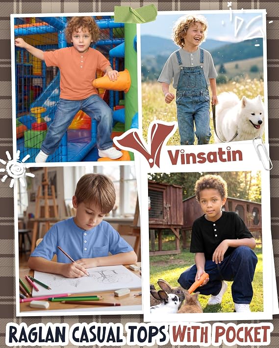 4 Pack Boys Henley Shirts