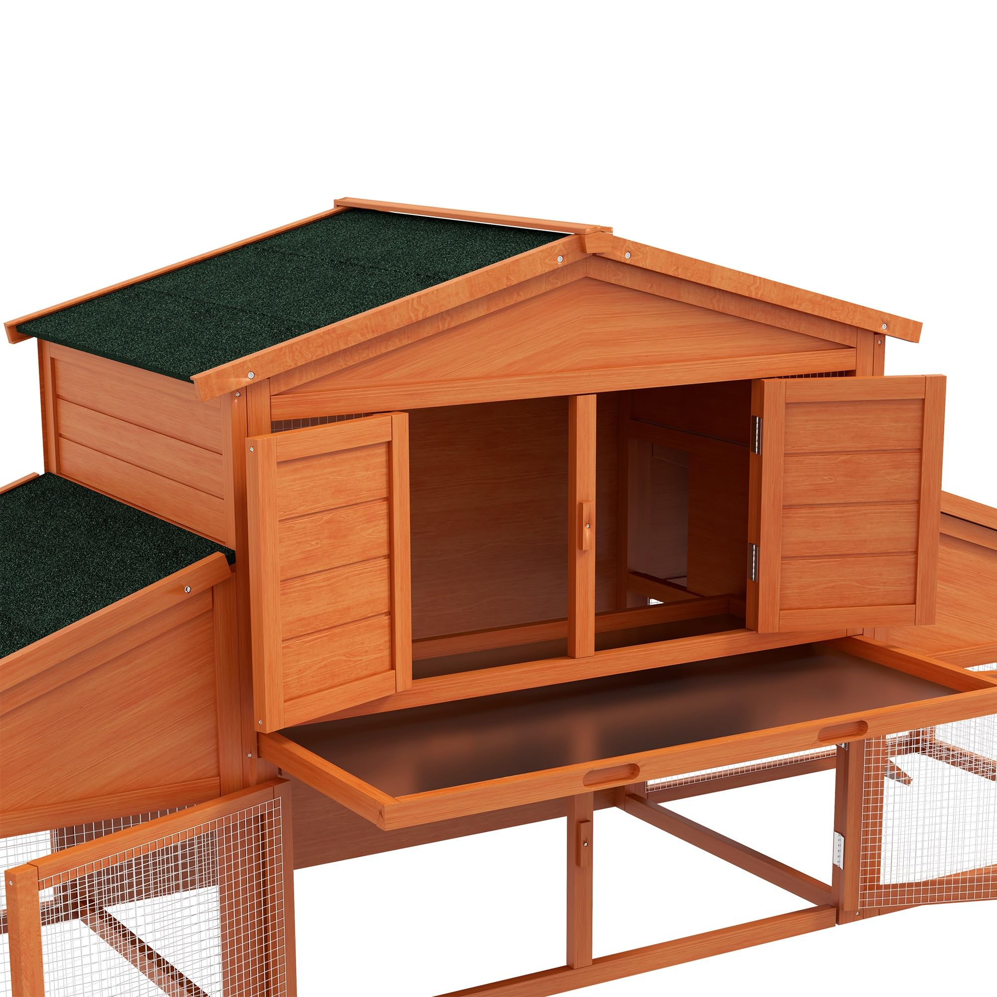 PawHut Cage à Lapins XXL 2 Étages Bois Massif Pin 2,25L x 0,70l x 1H m