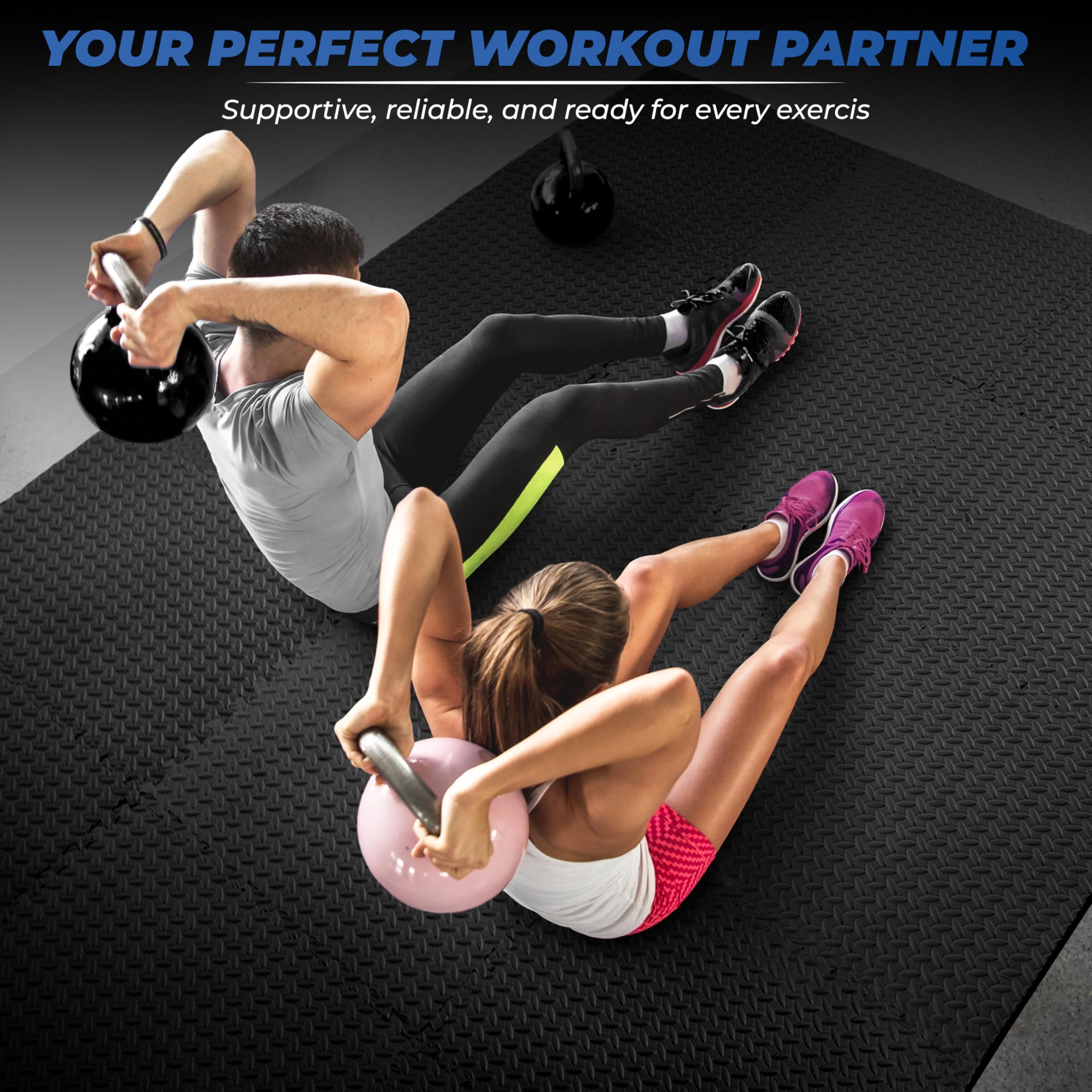 TechFit Tappeto Palestra Puzzle in Schiuma EVA, Set 12 Pezzi 31,5x31,5x1 cm, Include 18 Bordi, Pavimento Gommato Antiscivolo per Tatami Palestra e Fitness