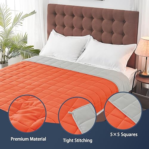 Miniatura 6 de yescool Manta con peso para adultos (20 libras, 60 x 80 pulgadas, naranja) Manta pesada refrescante para dormir, perfecta para 190-210 libras, manta