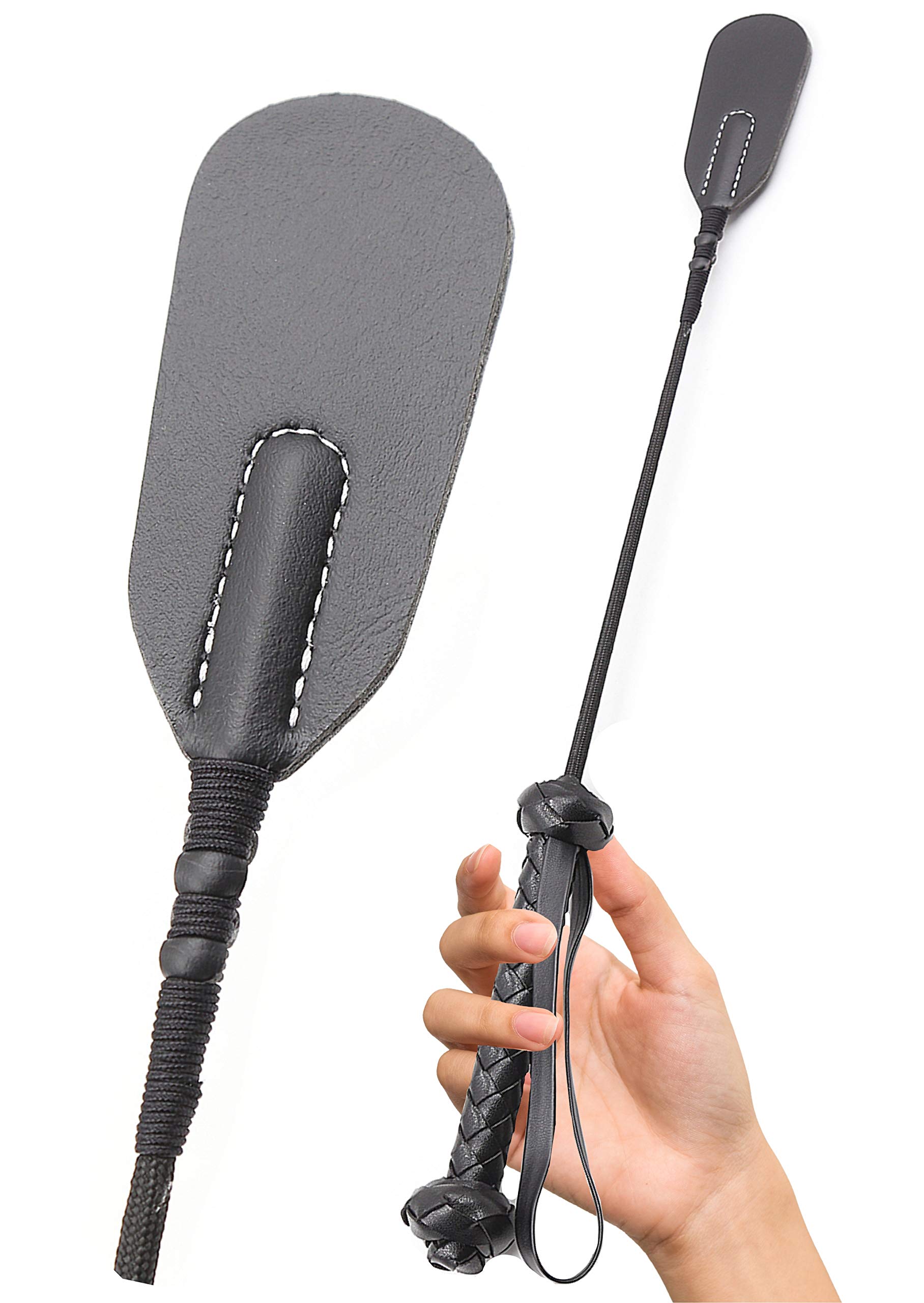 Spanking Crop for Adults Sex Play BDSM Adult Small Faux Leather Whip 18'' Spank Fetish Toys for Couples Play Bondage SM