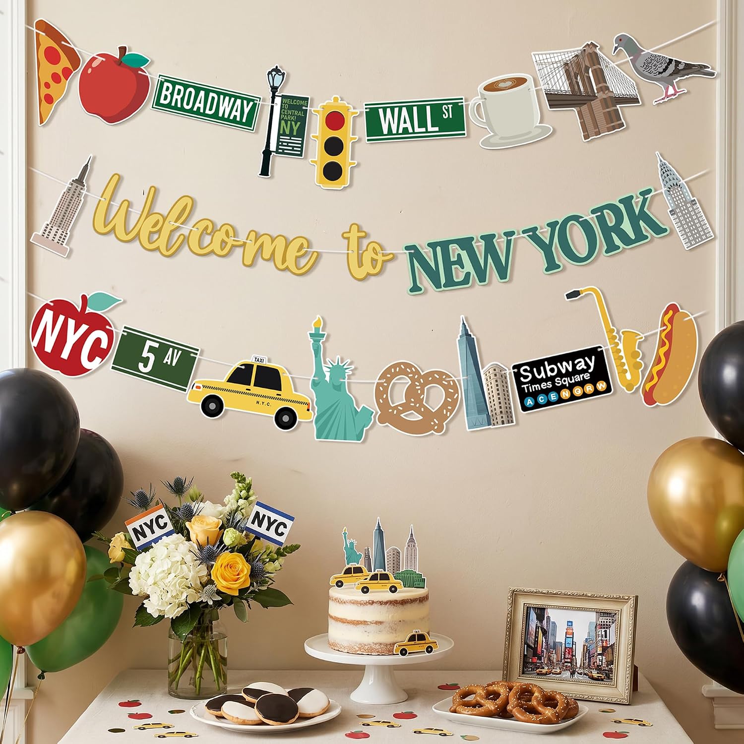 New York Party Decorations, Welcome to New York Banner Garland, NYC-Themed Birthday Decor