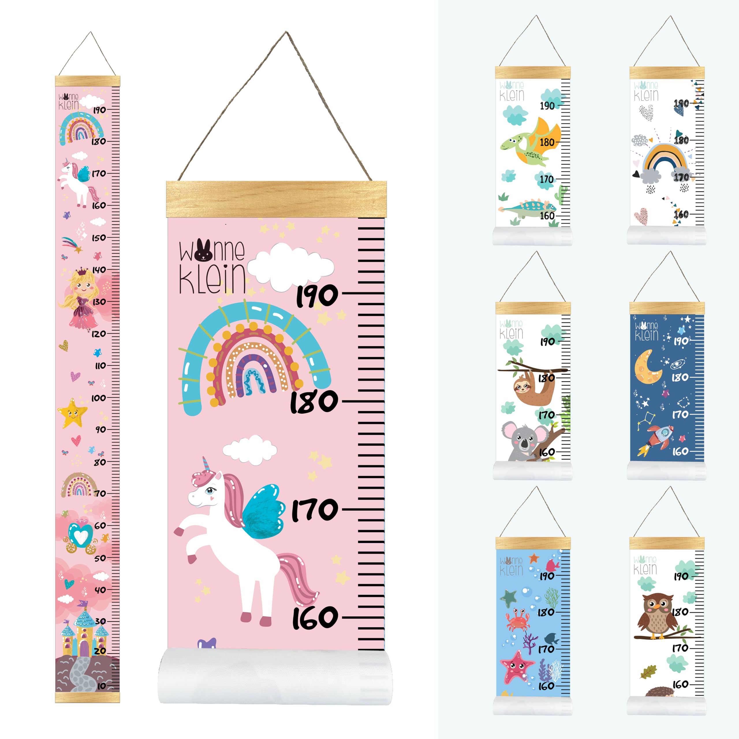 wonneklein Prinzessin Kinder Messlatte I Größenmesser I Dekoration Kinderzimmer I aufrollbar I mit extra Box