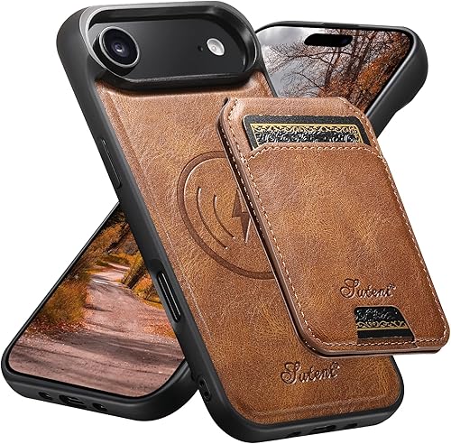 Miniatura 49 de PASNEW para iPhone 17 Estuche, Compatible con Carga Inalámbrica Magsafe Soporte para Tarjetas Cartera de Cuero Protección Magnética A Prueba de
