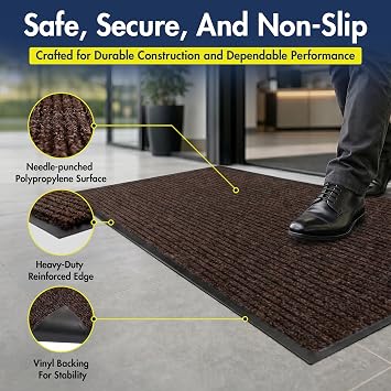 Notrax 109 Industrial Door Mat, 2' x 3' Brown, Made in the USA