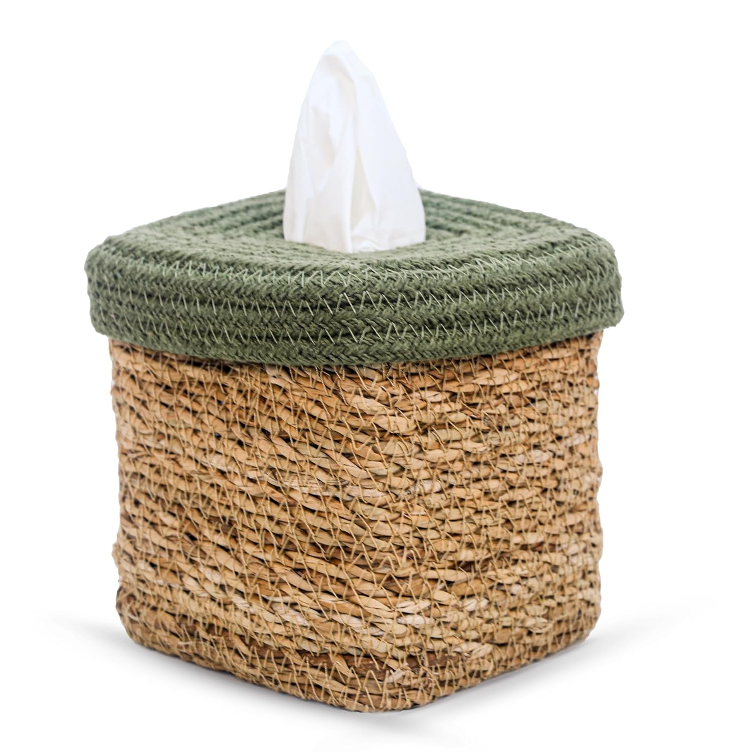 DENOVA Seagrass Tissue Box Holder, Handcrafted Tissue Container for 100 Pulls Paper Towel Dispenser for Office Living Bedroom Car Desk Dining Table Home Decor Organizer (Olive) offers donot miss