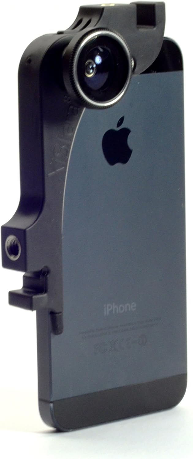 XiStera XS Plus Lenses 8-in-1 Multitool for iPhone 5/5s with Lens Adapt Solution including Fisheye, Wide Angle, Macro, Tripod Mount, Landscape Stand, Portrait Stand, Stylus, Earbud Wrap, Bottle Opener. Black Lens Set.