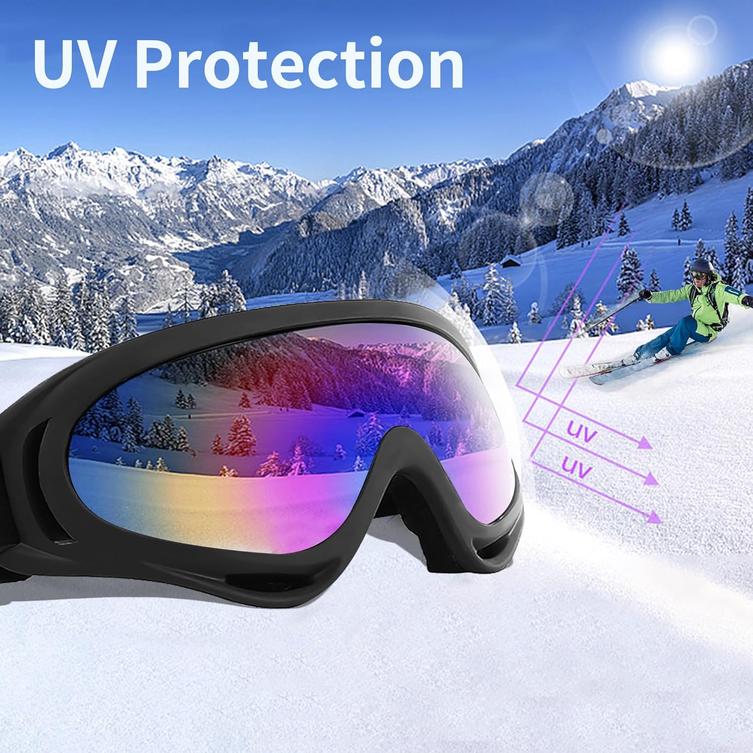 ATV Motocross Goggles Ski Goggles Safety Goggles over Glasses Impact Resistance Adjustable Headband - Image 8
