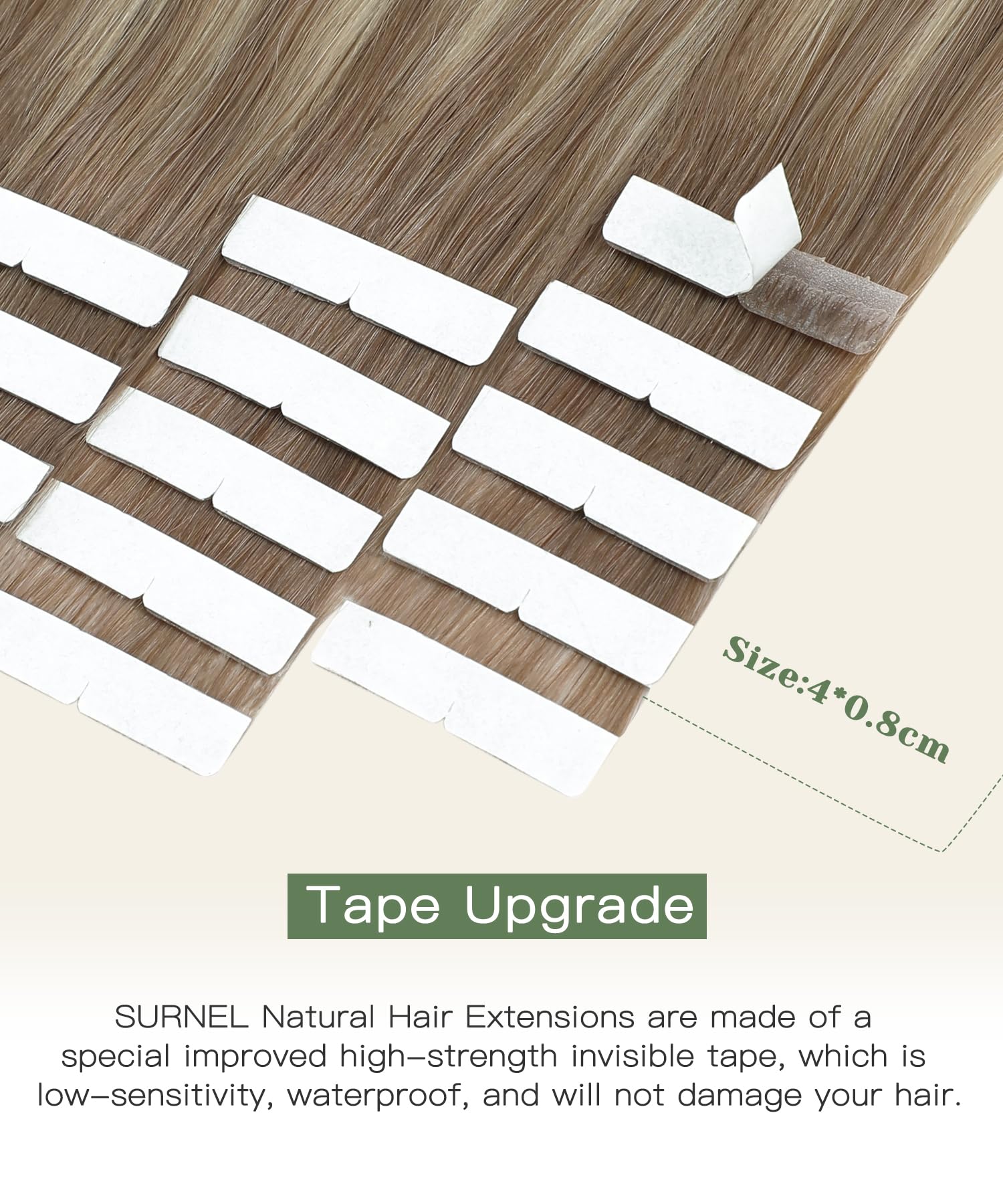 SURNEL Injected Tape in Hair Extensions 18Inch Light Brown Fading to Platinum Blonde Natural Real Hair Extension Upgraded Seamless Remy Invisible Skin Weft Straight 20 Pcs 40g(#860-18) - Image 3