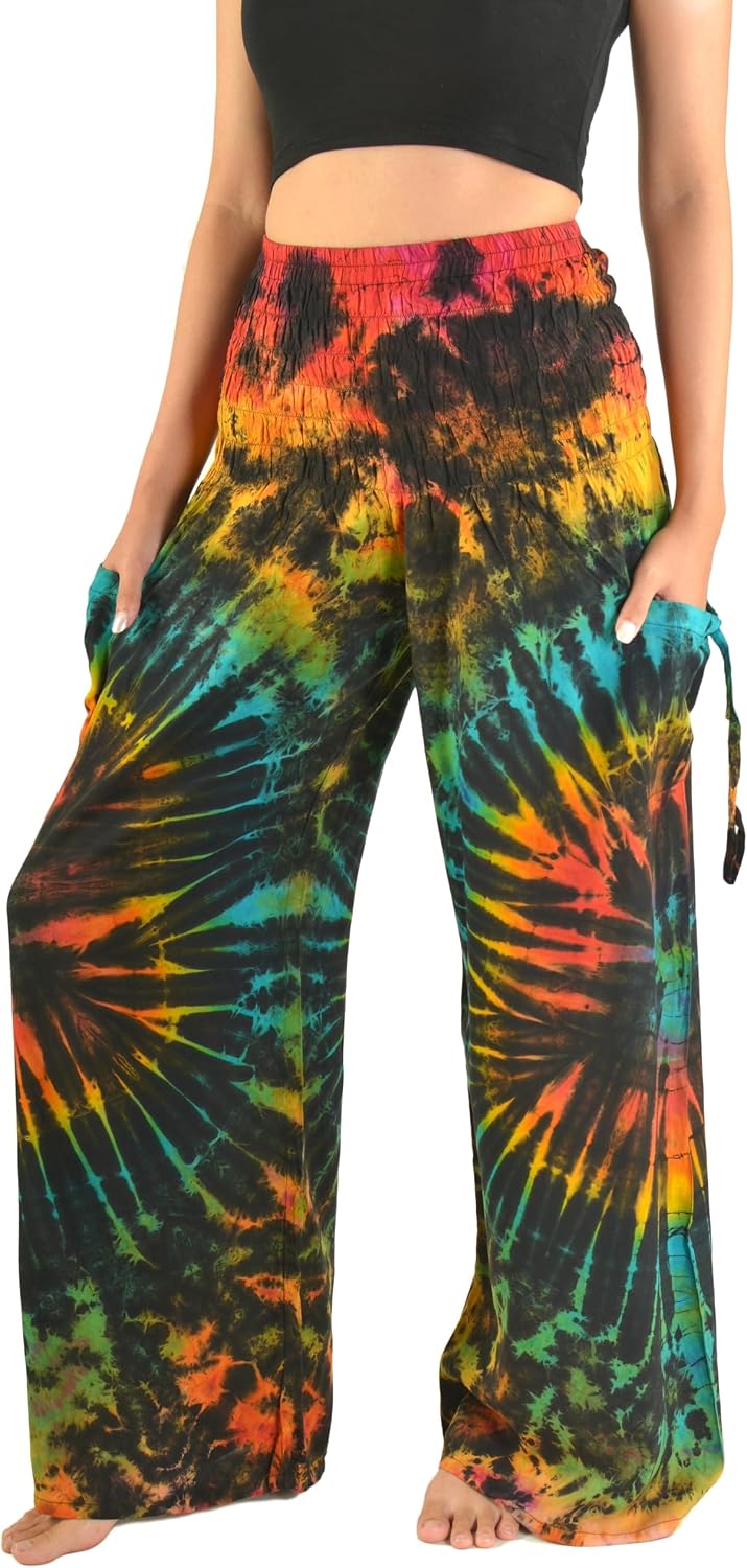 Orient Trail Women's Cold Dyed Wide Leg Palazzo Yoga Tie Dye Pants