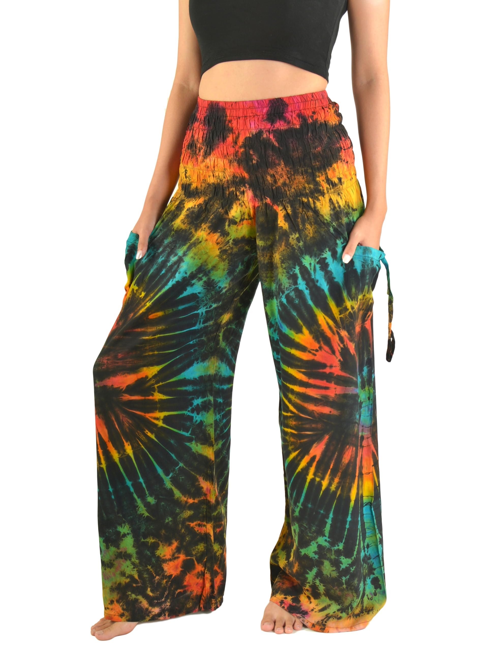 Orient Trail Pantalon Large Teint à Froid pour Femmes Palazzo Yoga Tie Dye