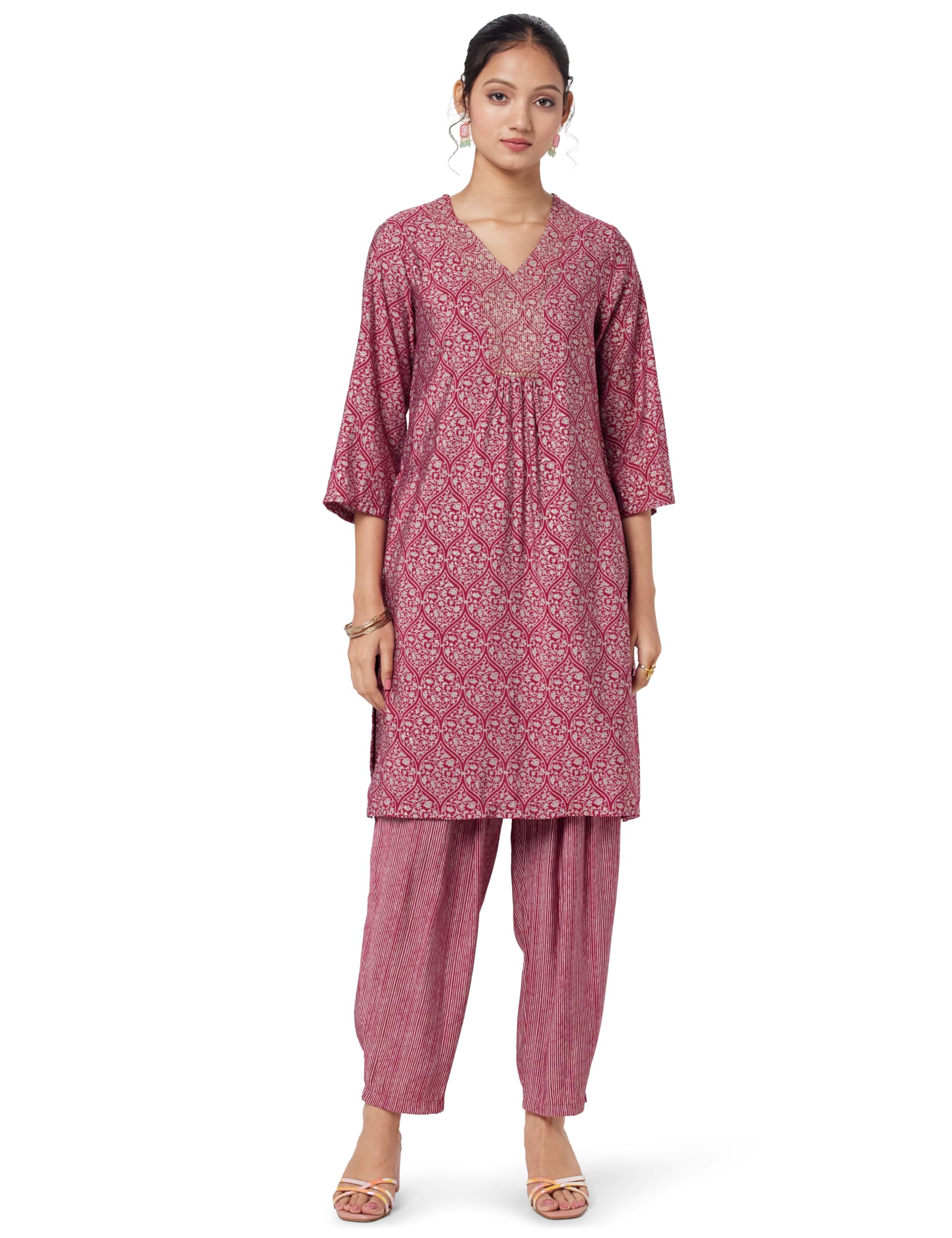 biba Women Poly Viscose Straight Printed 2 Piece Set-picture-18