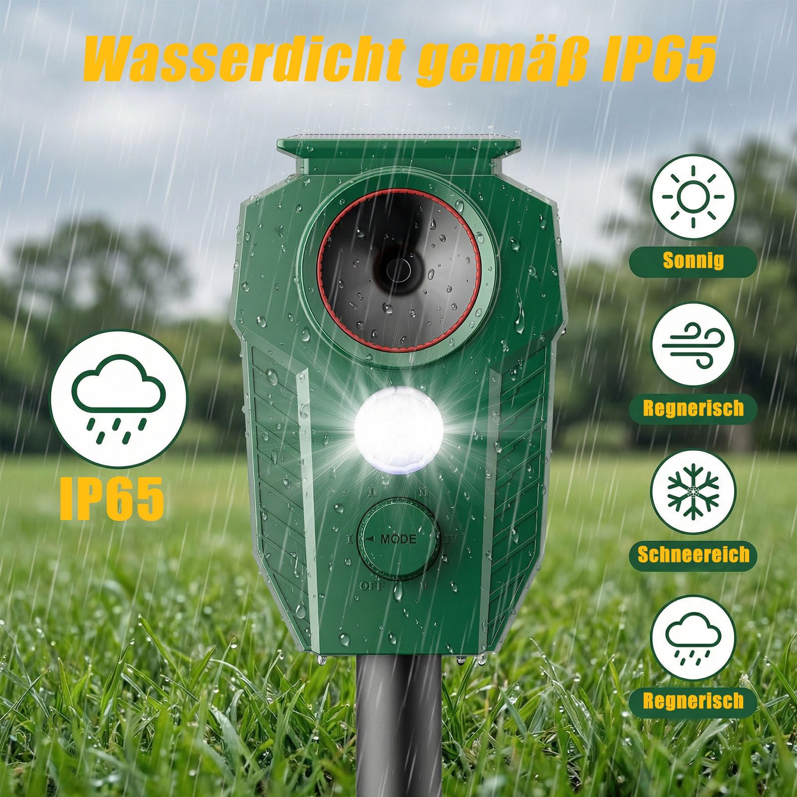 MEKEET Katzenschreck Ultraschall für Garten, Solar Katzenabwehr, Marderschreck Garten mit Blitzlicht & PIR, IP65 Wasserdicht, Katzenschreck Marderschreck Vogelabwehr für G-Arten Terrasse Beete