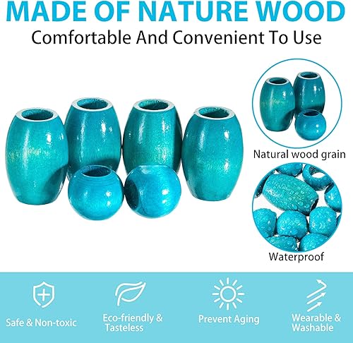 Miniatura 3 de WILLBOND 130 cuentas de madera de macramé sueltas con agujero grande de 0.394 pulgadas (0.394 in) para kits de fabricación de macramé, suministros