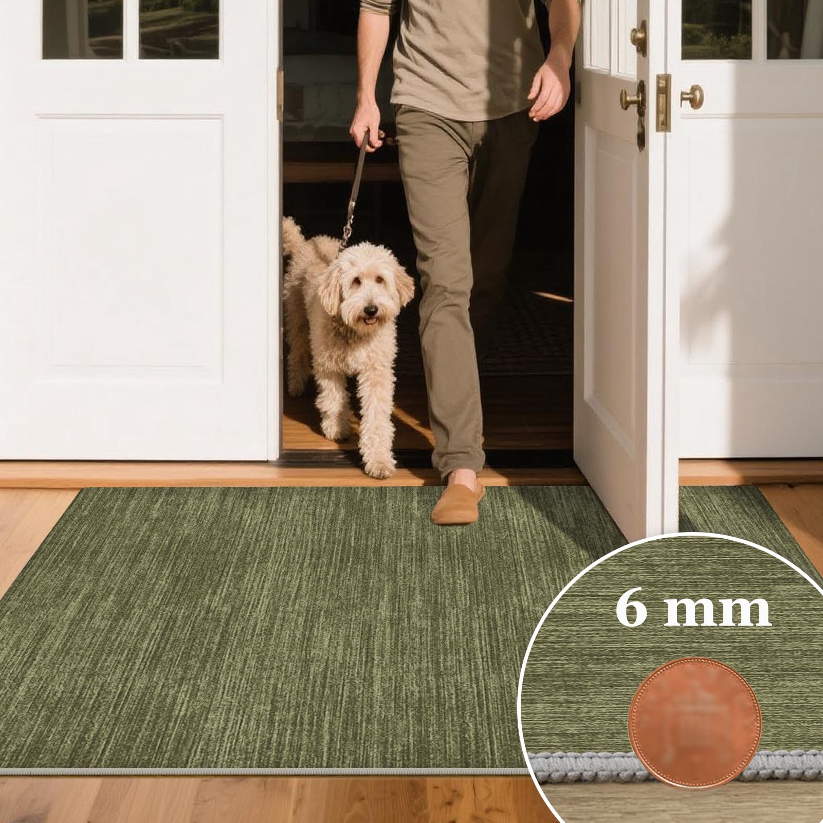 Lungo Tappeto da Cucina Tappeto Passatoia per Corridoio Largo Tappeti Runner Antiscivolo e Lavabile Tappetino Passatoia Tappeto Ingresso per Corridoio Entrata, Verde, 70 x 250 cm
