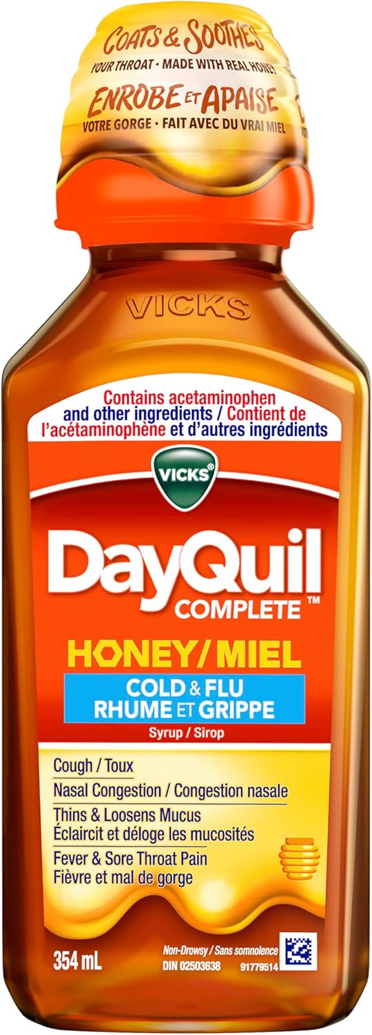 Vicks DayQuil COMPLETE Cold and Flu Medicine, Liquid Medicine,Honey