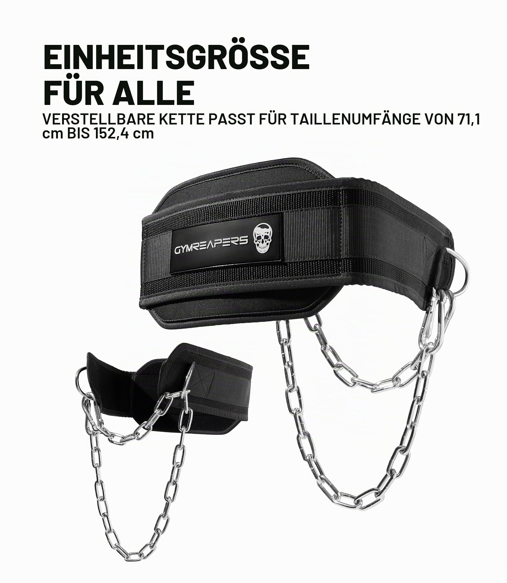 Gymreapers Dip-Gürtel mit Kette für Gewichtheben, Klimmzüge, Dips – robuste Stahlkette für zusätzliches Krafttraining