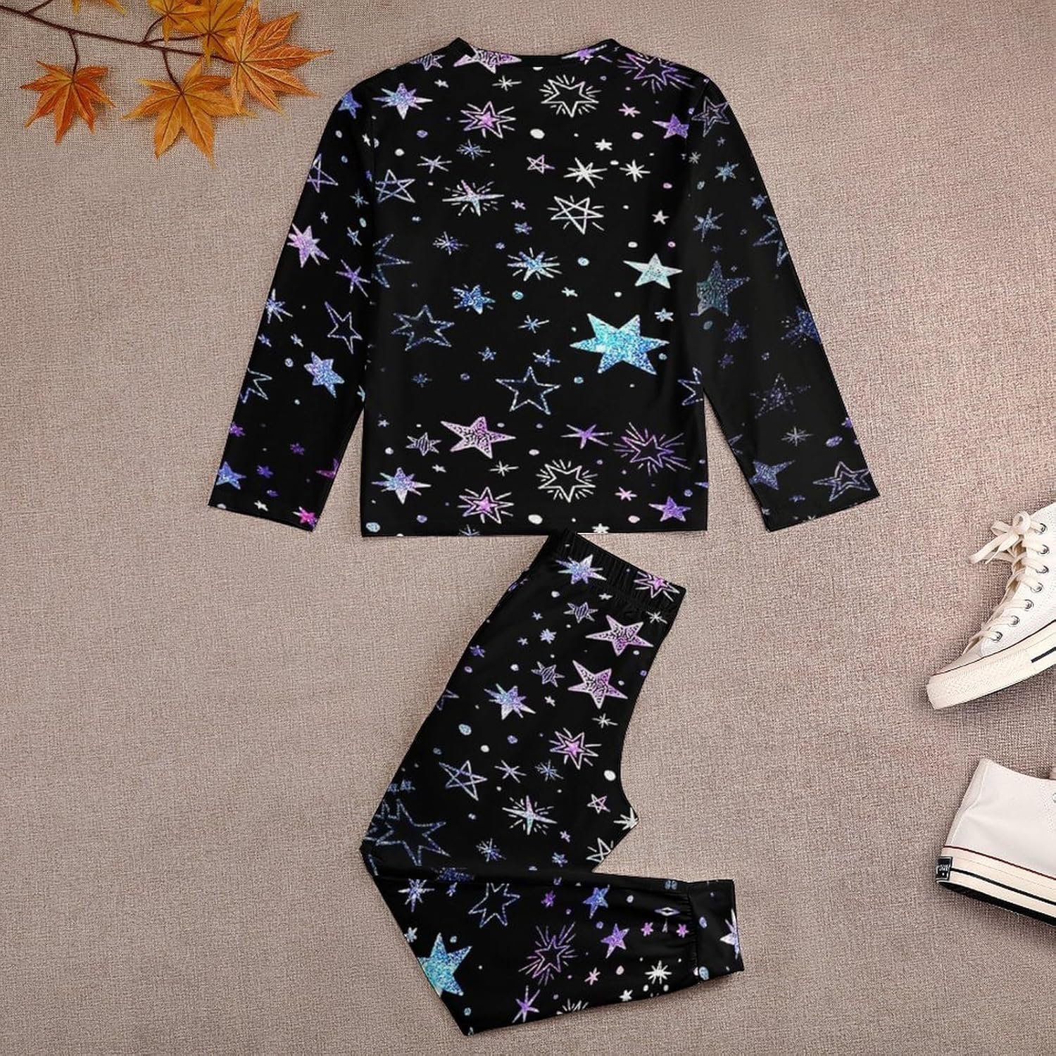 [mAnFcHiA] キッズ パジャマ 上下セット 星空柄 星柄 きらきら 長袖 子供服 長袖パジャマ 肌に優しい 綿100% パジ