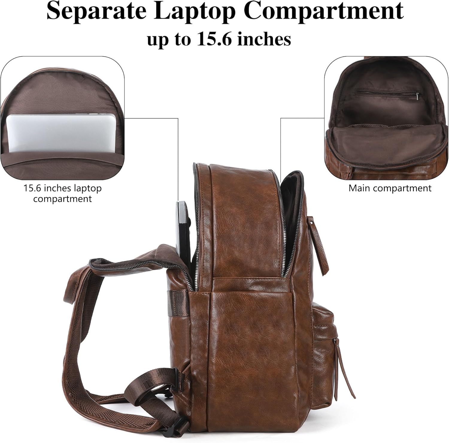 ZOCAI Large Leather Backpack Purse for Women – Vegan Retro Leather Travel Backpack for Women with Compartment, Multiple Pockets Roomy Large Capacity Daypack for Work Traveling. - Image 2