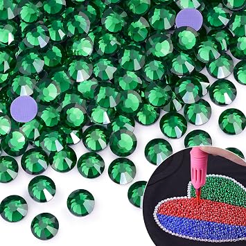 300Pcs Hotfix Rhinestones for Clothing, Emerald Green SS30 Iron On Flatback Glass Gems, Bedazzler Crystals Rhinestones for Crafting Clothes Hats Shoes Fabric Bedazzling Decor Nail Art