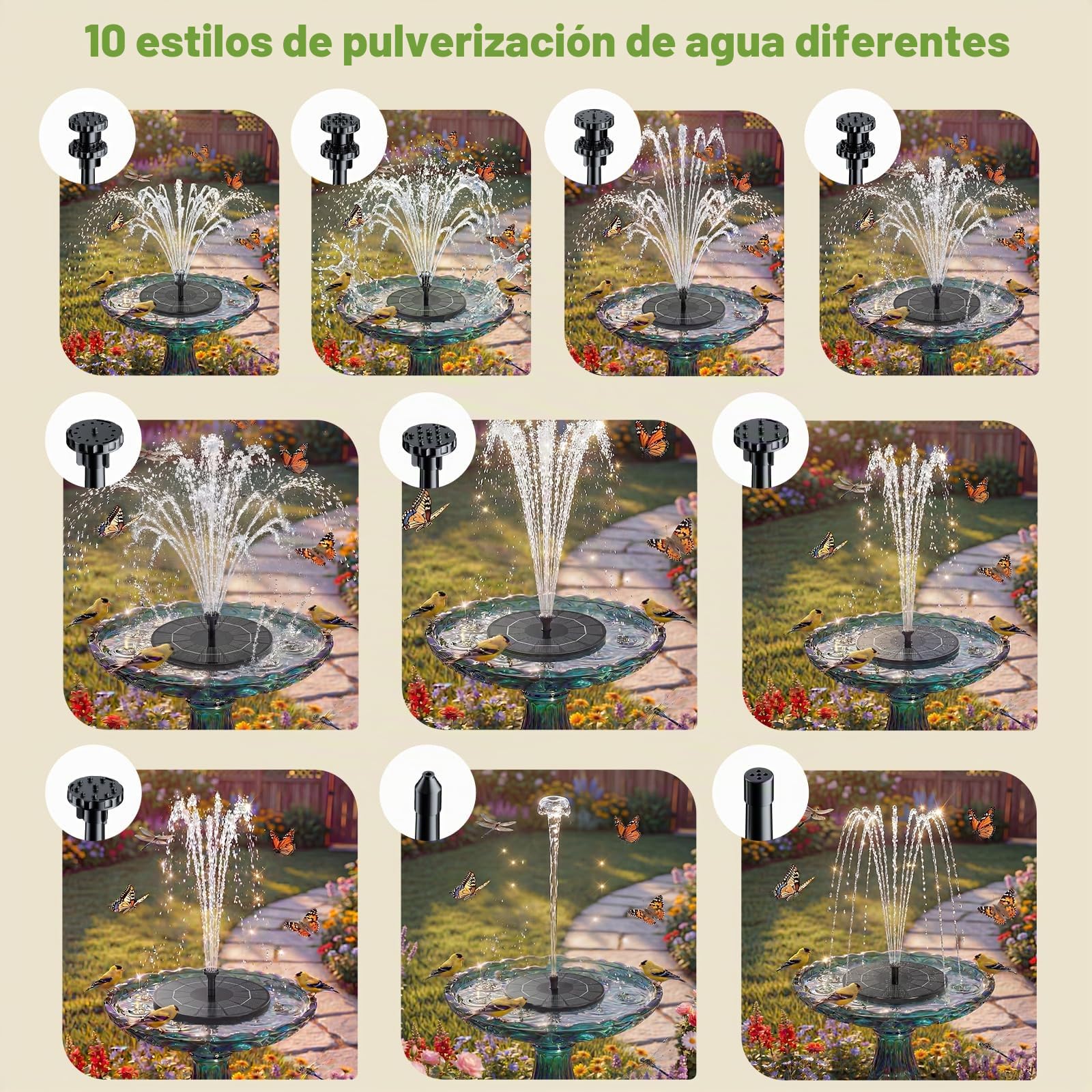 AISITIN Fuente Solar 3,5 W con Batería, 6 Boquillas